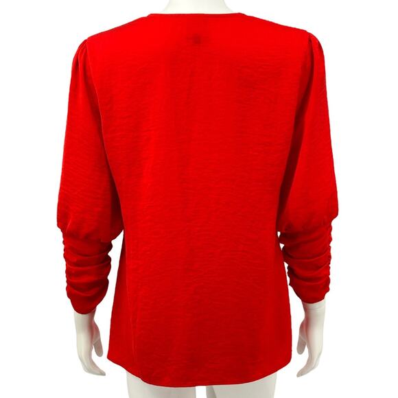 Cabi‎ Top Womens Small Aurora Blouse Vermilion Red Ruched Holiday Festive Office - Picture 5 of 8